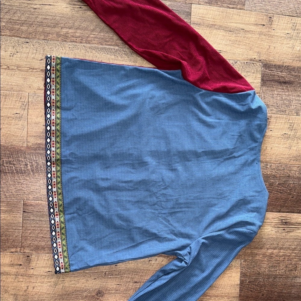 Two-Tone Corduroy Women's Blazer with Ethnic Trim - Picture 9 of 12